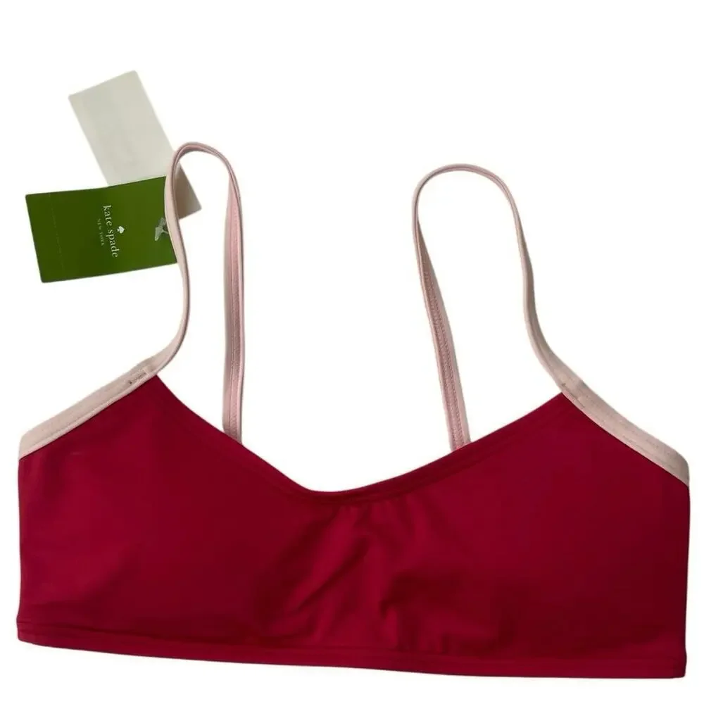 Kate Spade Bikini Top Padded Rose Pink Bows Details Sz XS Preppy Coquette - Picture 4 of 11
